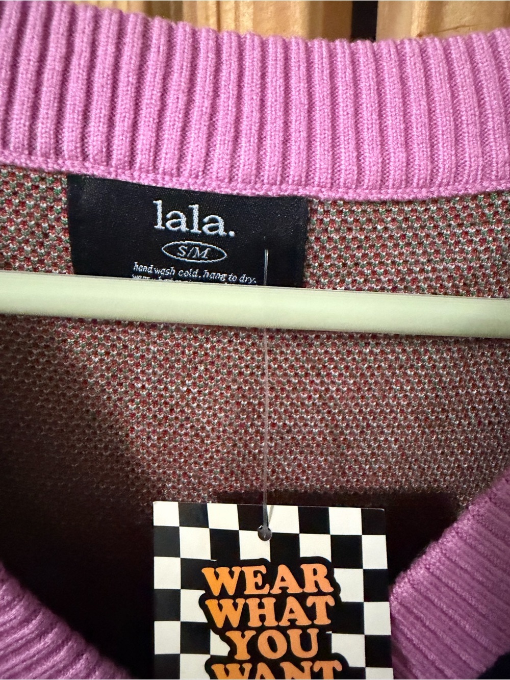 Dressed in LALA Black Knit Tiger Vest with Pink Trim - Picture 3 of 5